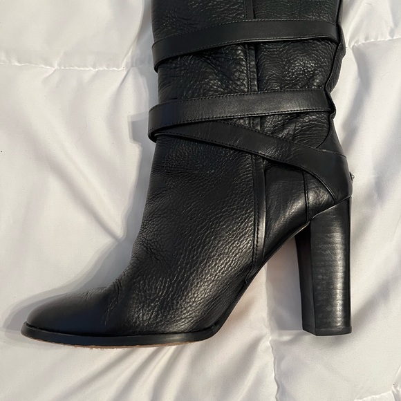 COACH ALEXANDRA BLACK LEATHER MID-CALF BOOT-BUCKLE 9 - Picture 11 of 12